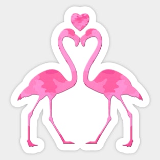 Pink Camouflage Flamingo With A Heart Sticker